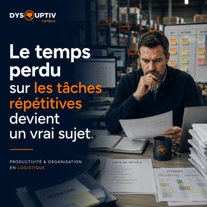 Professionnel de la logistique analysant des documents administratifs afin d'optimiser son temps de travail grâce à l'intelligence artificielle.