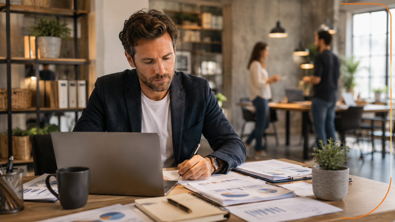 Responsable de petite ou moyenne structure pilotant son activité et analysant les performances de son entreprise dans un environnement professionnel moderne